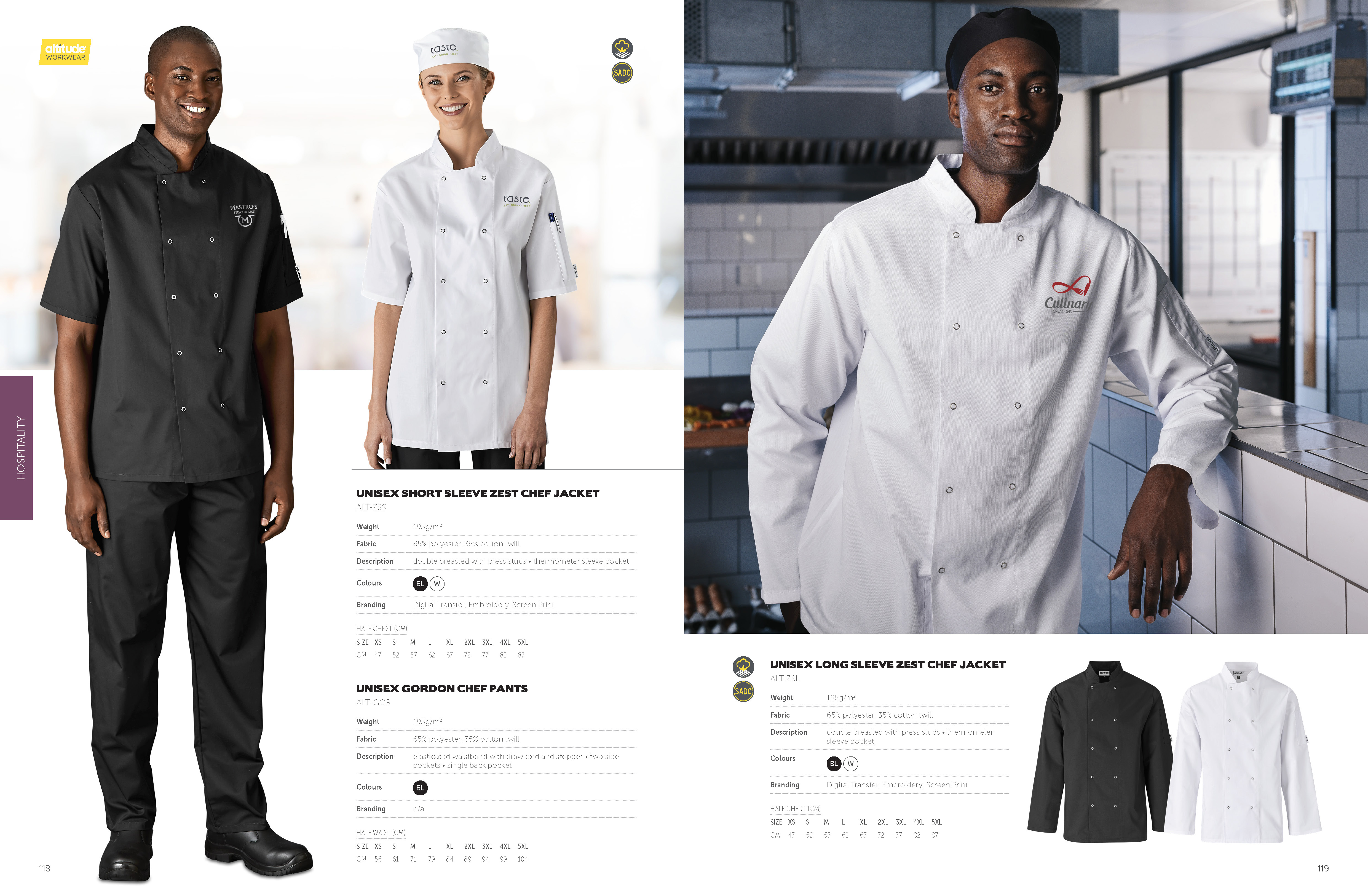 ALT-ZSL - Unisex Long Sleeve Zest Chef Jacket - Catalogue Image